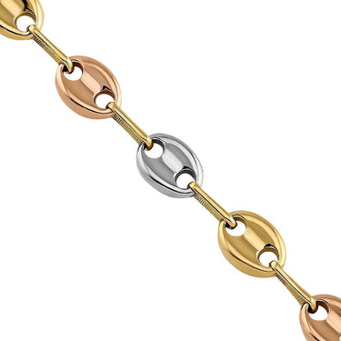 18K Three-tone Gold Puff Link Chain 6 mm